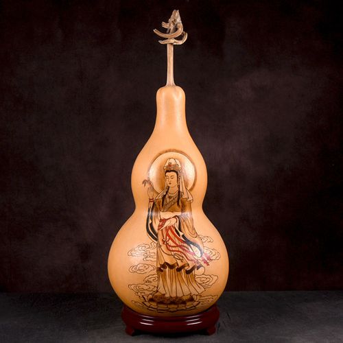 葫仙天然特大葫芦烙画观音财神山水人物家居风水镇宅摆件工艺礼品